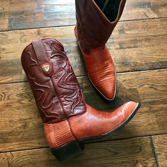 Wild West J-Toe Lizard Boots in Cognac - Picture 2 of 4